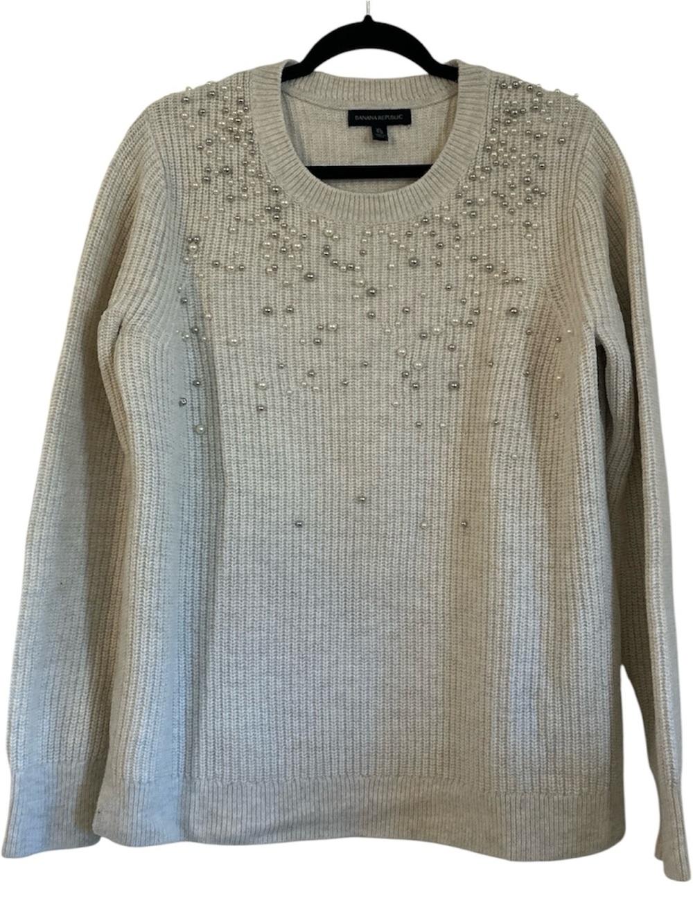 Banana Republic | Cream Merino & Alpaca Pearl Bead Sweater | Size XL
